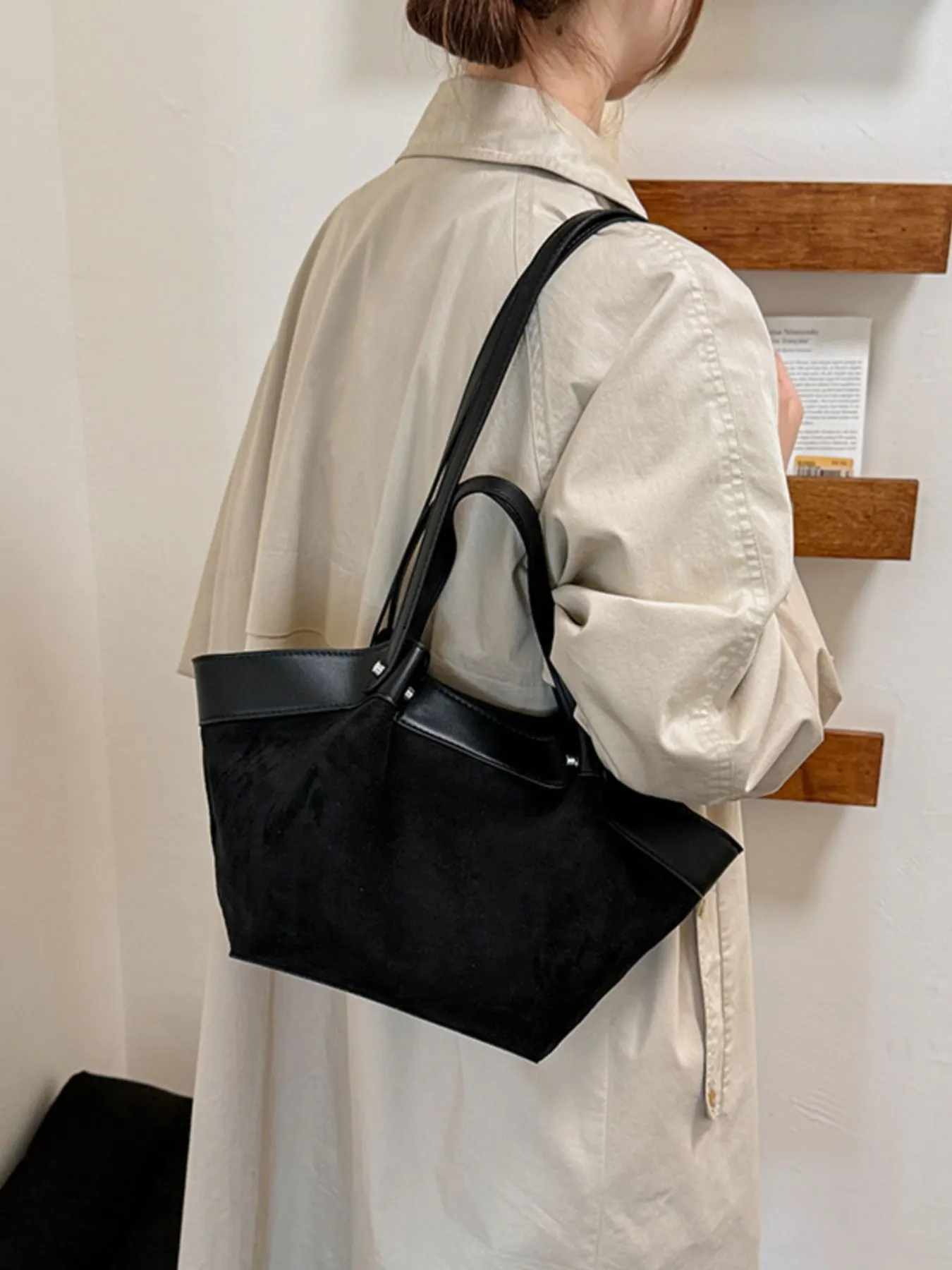 Leather Trim Tote Bag